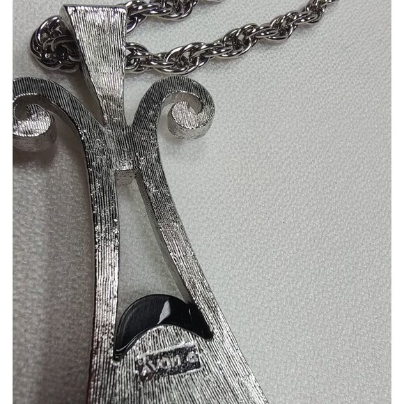 Avon Black Tear Drop Pendant Necklace & Diamond Cut Bangle Bracelet, Vintage - Picture 6 of 8